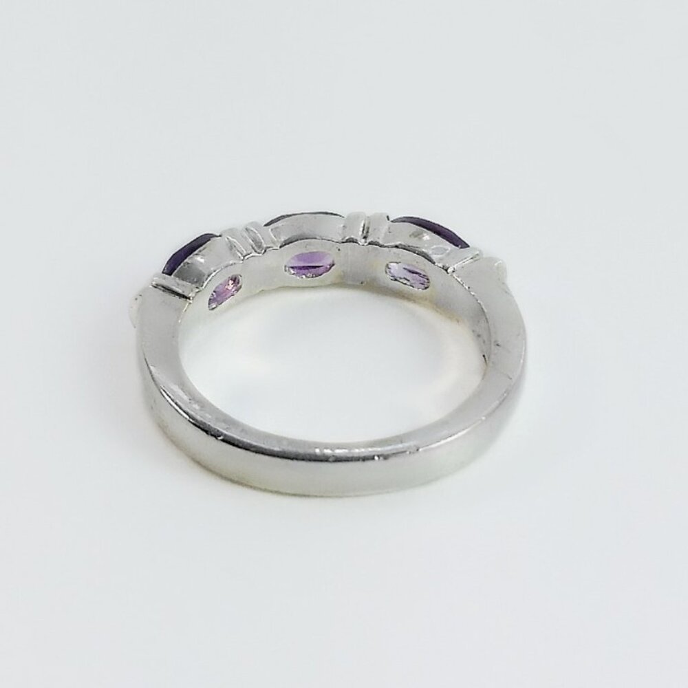Three Stone Ring - Amethyst Stone Ring - Sterling… - image 6